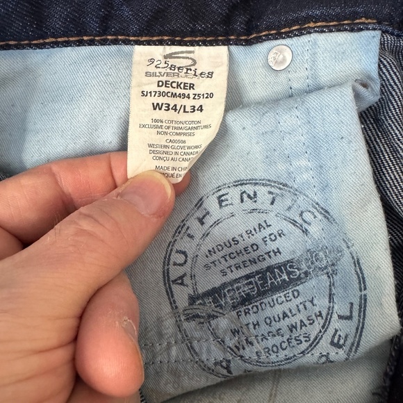 Silver Jeans Men's DECKER 925 Series Distressed Medium Wash Blue Jeans Tag: 34 - Picture 9 of 16